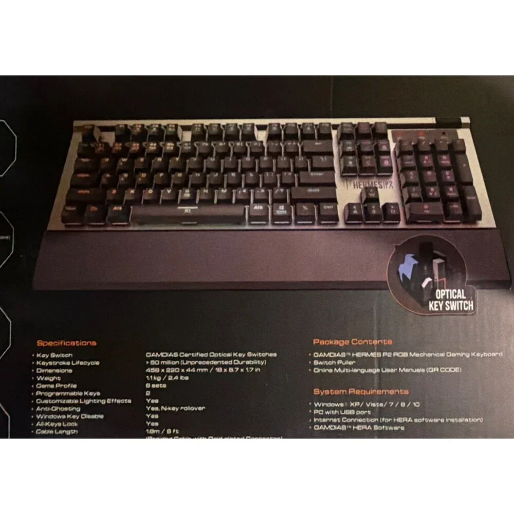 GAMDIAS Hermes P2 RGB Mechanical Gaming Keyboard Wired USB Programmable Black